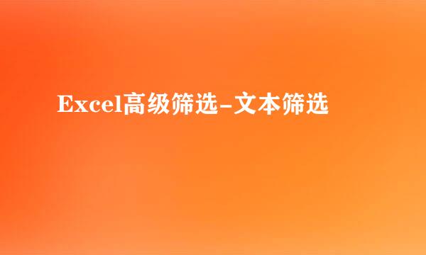 Excel高级筛选-文本筛选