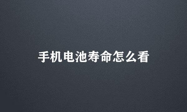 手机电池寿命怎么看