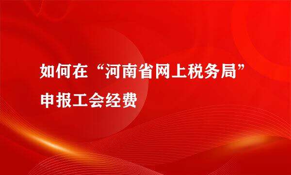 如何在“河南省网上税务局”申报工会经费