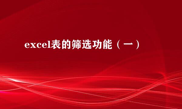 excel表的筛选功能（一）