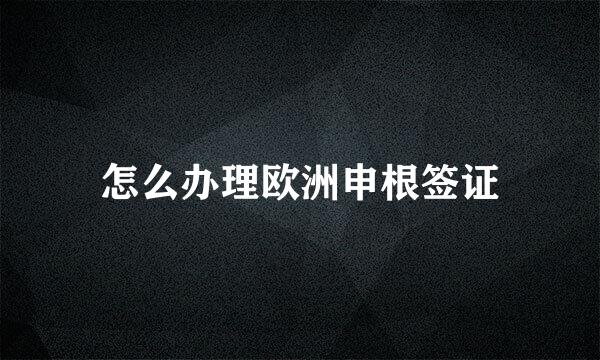 怎么办理欧洲申根签证