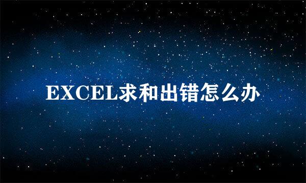EXCEL求和出错怎么办