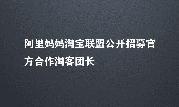 阿里妈妈淘宝联盟公开招募官方合作淘客团长