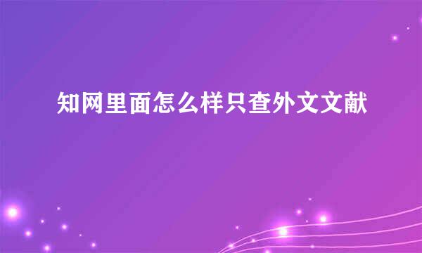 知网里面怎么样只查外文文献