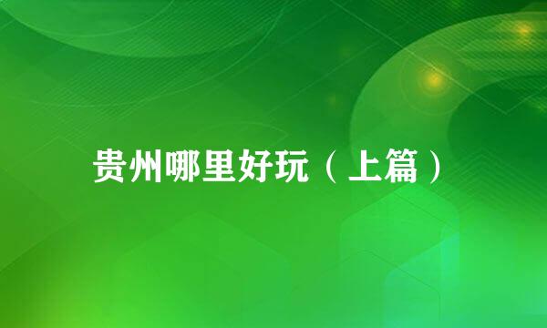 贵州哪里好玩（上篇）