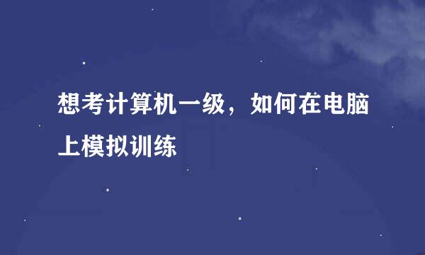 想考计算机一级，如何在电脑上模拟训练