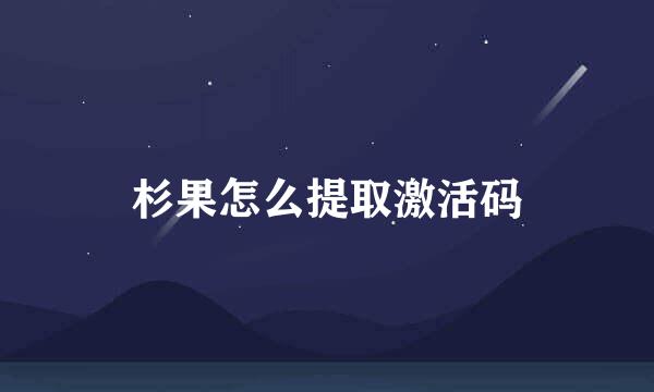 杉果怎么提取激活码