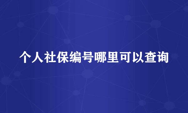个人社保编号哪里可以查询