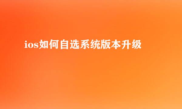 ios如何自选系统版本升级