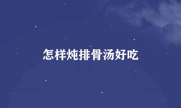 怎样炖排骨汤好吃