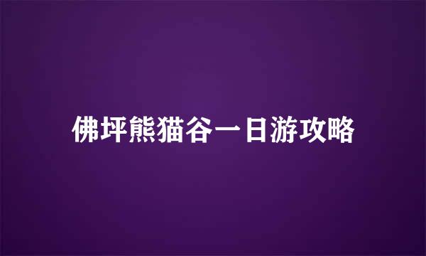 佛坪熊猫谷一日游攻略