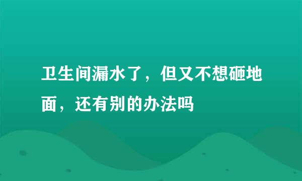 卫生间漏水了，但又不想砸地面，还有别的办法吗