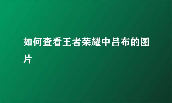 如何查看王者荣耀中吕布的图片