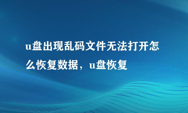 u盘出现乱码文件无法打开怎么恢复数据，u盘恢复