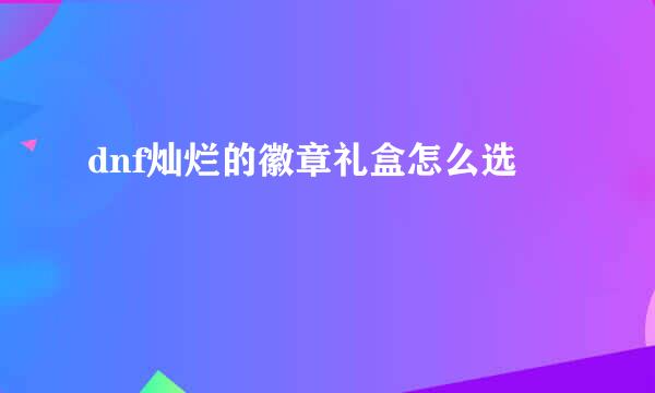 dnf灿烂的徽章礼盒怎么选