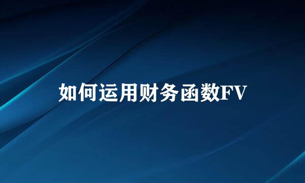 如何运用财务函数FV