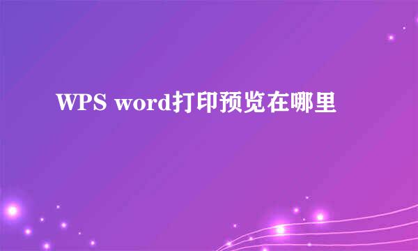 WPS word打印预览在哪里