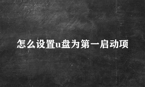 怎么设置u盘为第一启动项