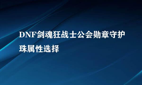 DNF剑魂狂战士公会勋章守护珠属性选择
