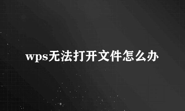 wps无法打开文件怎么办