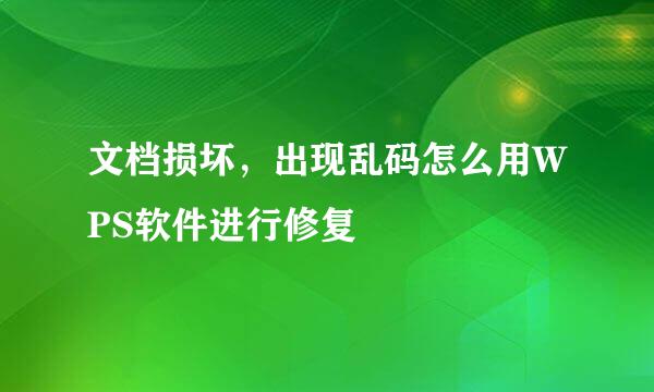 文档损坏，出现乱码怎么用WPS软件进行修复