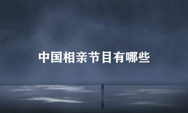 中国相亲节目有哪些