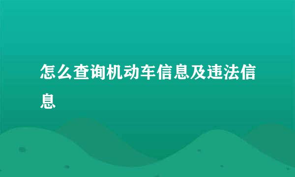 怎么查询机动车信息及违法信息