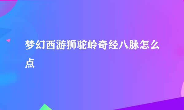 梦幻西游狮驼岭奇经八脉怎么点