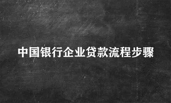 中国银行企业贷款流程步骤