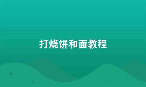 打烧饼和面教程