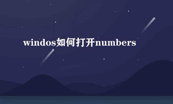 windos如何打开numbers