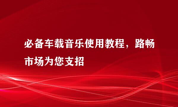 必备车载音乐使用教程，路畅市场为您支招