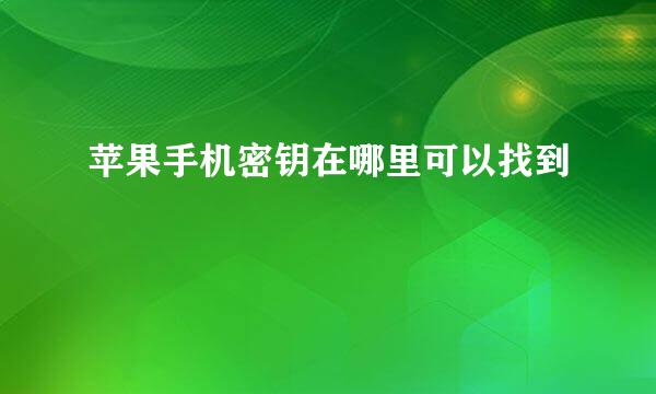 苹果手机密钥在哪里可以找到