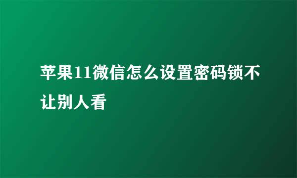 苹果11微信怎么设置密码锁不让别人看
