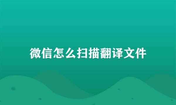微信怎么扫描翻译文件
