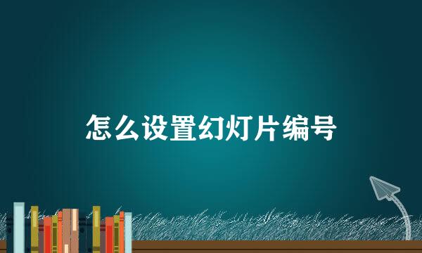 怎么设置幻灯片编号