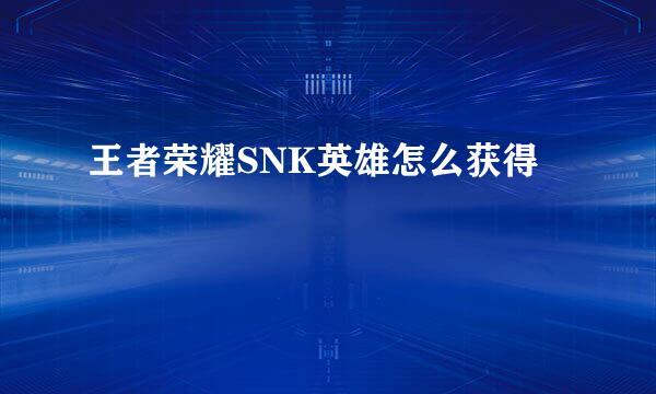 王者荣耀SNK英雄怎么获得