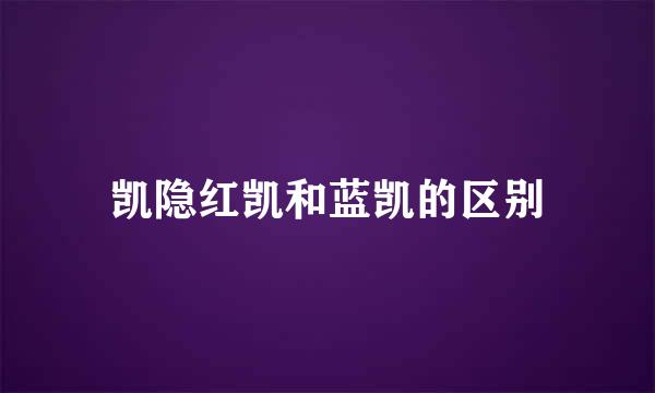 凯隐红凯和蓝凯的区别