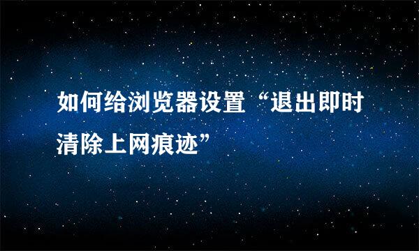 如何给浏览器设置“退出即时清除上网痕迹”