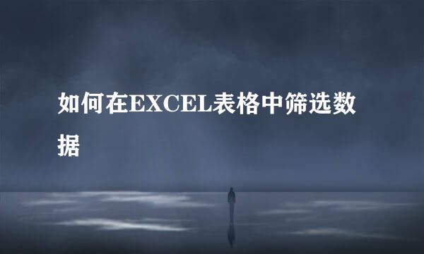 如何在EXCEL表格中筛选数据