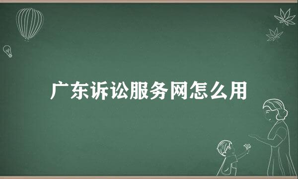 广东诉讼服务网怎么用