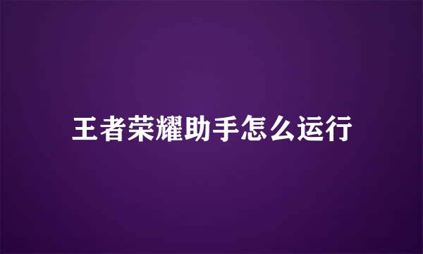 王者荣耀助手怎么运行