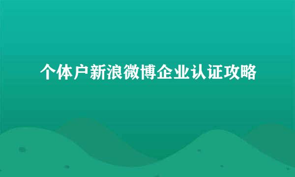 个体户新浪微博企业认证攻略
