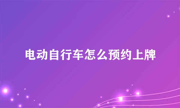 电动自行车怎么预约上牌