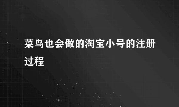 菜鸟也会做的淘宝小号的注册过程