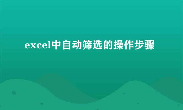 excel中自动筛选的操作步骤