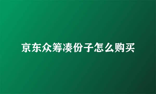 京东众筹凑份子怎么购买
