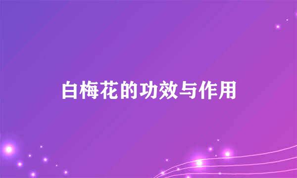 白梅花的功效与作用