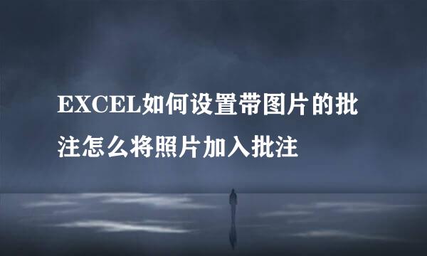 EXCEL如何设置带图片的批注怎么将照片加入批注