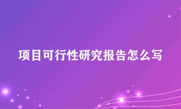 项目可行性研究报告怎么写